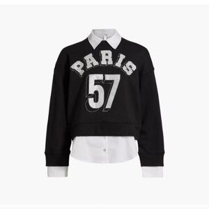 Cinq à Sept Black Varsity top with Paris 57 Design